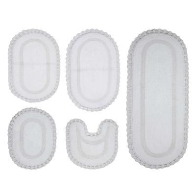 Hampton Crochet 5 Piece Bath Rug Collection by Home Weavers Inc in White