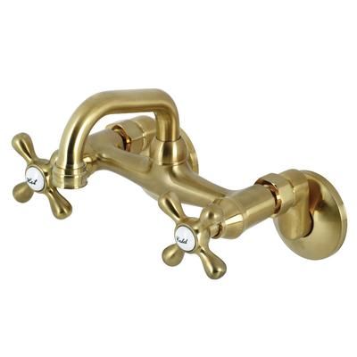 Kingston Brass KS212SB Two-Handle Wall Mount Bar Faucet, Brushed Brass - Kingston Brass KS212SB