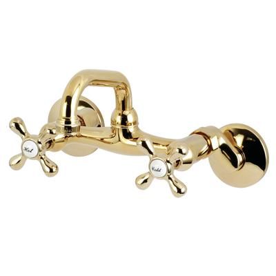 Kingston Brass KS212PB Two-Handle Wall Mount Bar Faucet, Polished Brass - Kingston Brass KS212PB