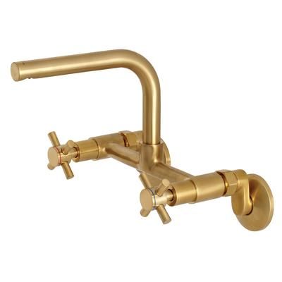 Kingston Brass Concord 8-Inch Adjustable Center Wall Mount Kitchen Faucet, Brushed Brass - Kingston Brass KS412SB