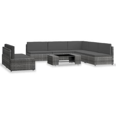 vidaXL Set Divani da Giardino 7 pz in Polyrattan Grigio