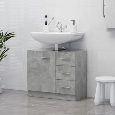 vidaXL Mobile Sottolavabo Grigio Cemento 63x30x54 cm in Truciolato