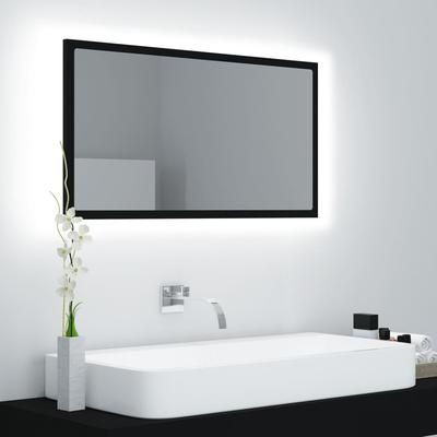 vidaXL Specchio da Bagno a LED Nero 80x8,5x37 cm in Acrilico