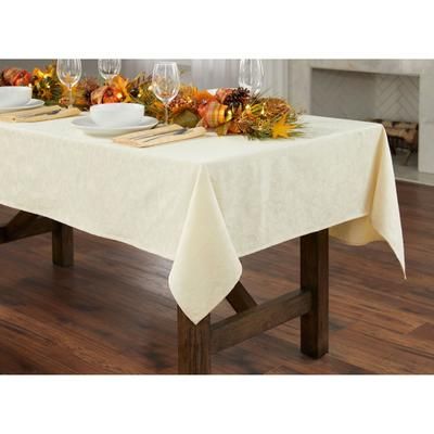 Damask 60" x 120" Tablecloth by BrylaneHome in Ivory