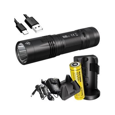 Nitecore R40 v2 CREE XP-L HI V3 Rechargeable Flashlight Kit 21700 White 1000 Lumens Black 6952506405992