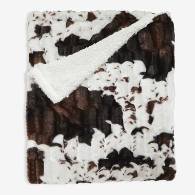 Faux Fur Animal Print Blanket by BrylaneHome in Cow Print (Size TWIN)