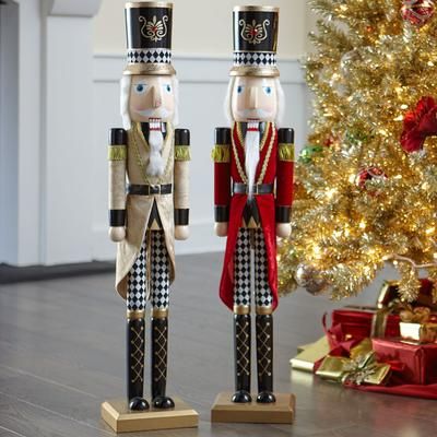 36"H Wooden Nutcracker by BrylaneHome in Gold Christmas Decoration