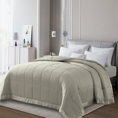 All Season Colored Microfiber Down Alternative Blanket by LCM Home Fashions, Inc. in Khaki (Size KING)