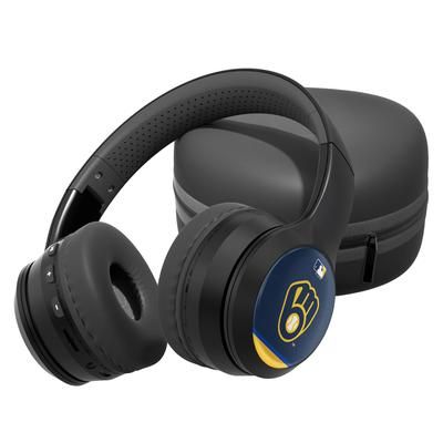"Milwaukee Brewers Stripe Design Wireless Bluetooth Headphones With Case"