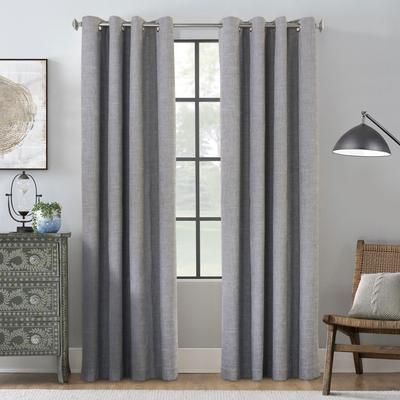 Wide Width Thermaplus Maya Indoor Single Grommet Curtain Panel by Commonwealth Home Fashions in Grey (Size 52" W 63" L)