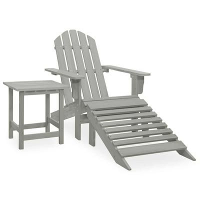 vidaXL Sedia Giardino Adirondack Ottomana Tavolo Abete Massello Grigio