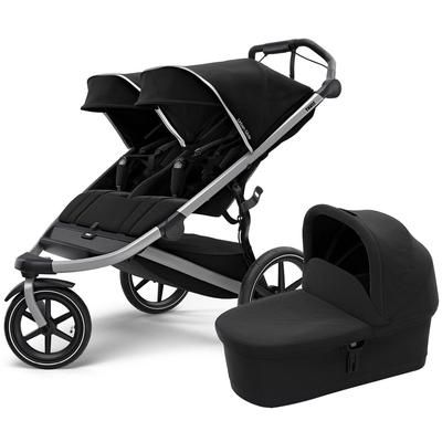 Thule Urban Glide 2 Double Jogging Stroller + Bassinet Bundle - Black / Black
