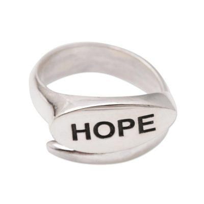 Uplifted,'Sterling Silver Inspirational Wrap Ring'