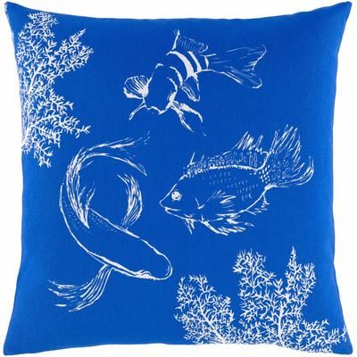 Gulgong 18" Square Coastal Cotton Dark Blue/White/Navy Throw Pillow - Boutique Rugs