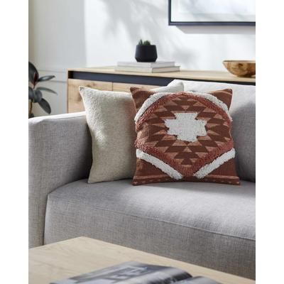 Reeves 20" Square Rustic Cotton Beige/Burnt Orange/Orange Throw Pillow - Boutique Rugs