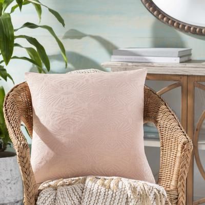 Leiston 18" Square Traditional Cotton Peach/Lilac/Mauve Throw Pillow - Boutique Rugs
