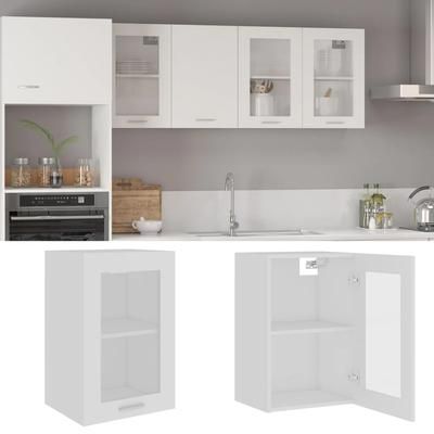 vidaXL Armadio Sospeso con Vetro Bianco 40x31x60 cm Legno Multistrato