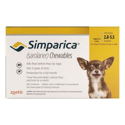 Simparica For Dogs 2.8-5.5 Lbs (Yellow) 3 Doses
