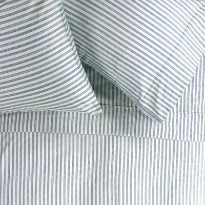Bamboo Stripe Cotton Sheet Set by Melange Home in Navy (Size TWIN)