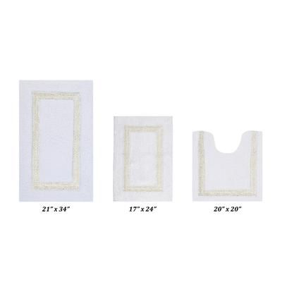 Hotel Collectionis Bath Mat Rug 3 Piece Set (17" x 24" | 20" x 20" | 21" x 34") by Better Trends in White Ivory