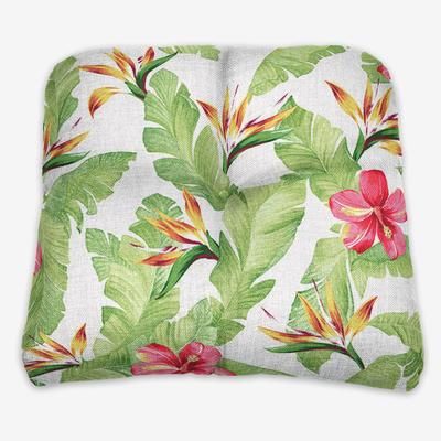 BH Outdoor Performance Tufted Wicker Chair Cushion by BrylaneHome in Hibiscus Thick Patio Seat Pad