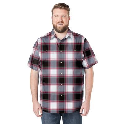 Men’s Big & Tall Check Short-Sleeve Sport Shirt by KingSize in Black Check (Size 4XL)