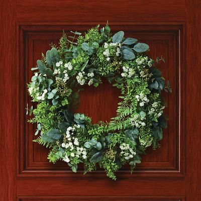 Outdoor Mixed Greenery Queen Anne's Lace Wreath - Frontgate