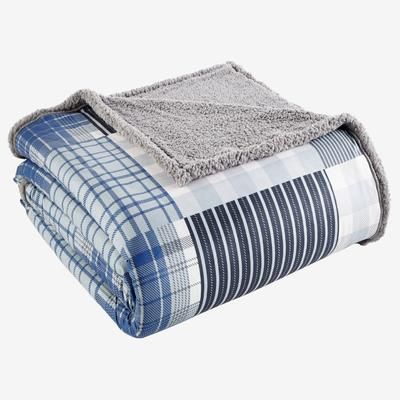 Micro Flannel® Reverse to Sherpa Blanket by Shavel Home Products in Smokey Mountain Plaid (Size KING)
