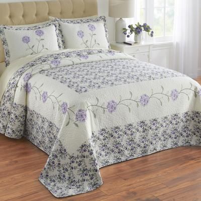 Margaret Embroidered Bedspread by BrylaneHome in Blue (Size KING)