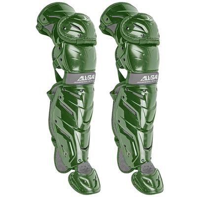 All Star Youth System Seven Axis Catcher's Leg Guards - Ages 12-16 Dark Green