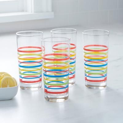 BH Exclusive Set OF 4 Santa Fe Highball Glasses by BrylaneHome in Stripe