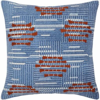 Kartal 18" Square Pillow Moroccan Plush Cotton Blue/Dark Blue/Light Beige/Light Blue/Rust/Brick Red/Rust/Navy Lumbar Pillow - Boutique Rugs