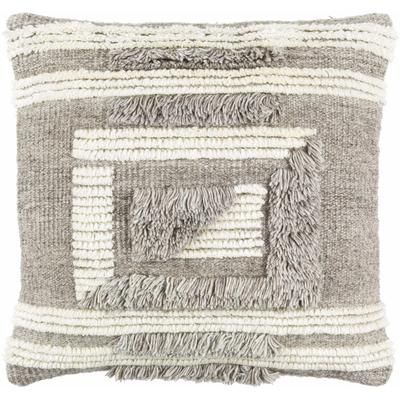 Calamundingan 20" Square Modern Pillow Moroccan Plush Cream/Gray/Light Beige/Tan Throw Pillow - Boutique Rugs