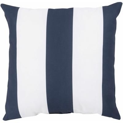 Mauricie 20" Square Coastal Pillow plush stripe Dark Blue/Off White/Ink Blue/Teal Outdoor Throw Pillow - Boutique Rugs