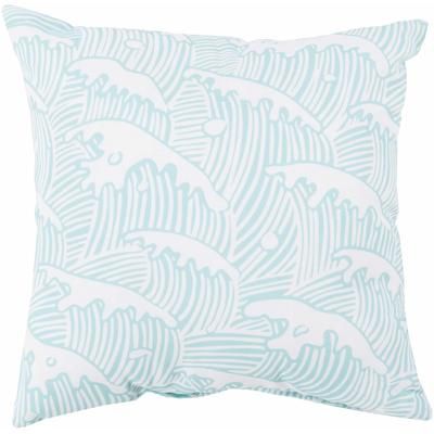 Mirrormont 18" Square Coastal Pillow plush Aqua/Blush Outdoor Throw Pillow - Boutique Rugs