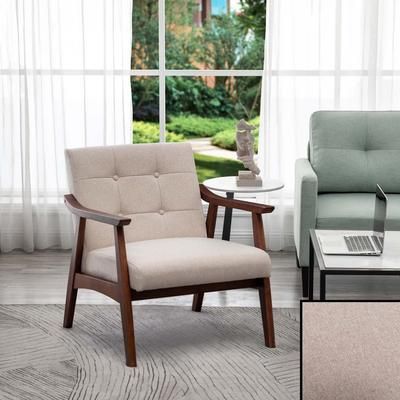 Take a Seat Natalie Accent Chair in Sandy Beige Fabric/Espresso