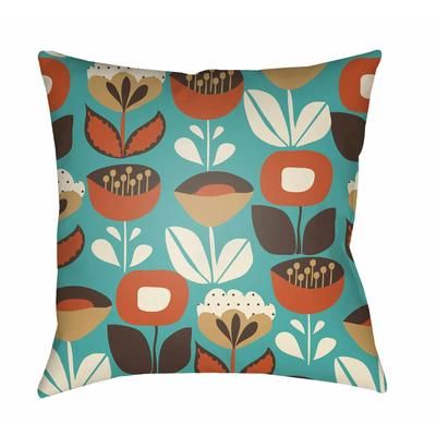 Watchwell 18" Square Modern Pillow plush Aqua/Dark Brown/Mustard/Orange/White Outdoor Throw Pillow - Boutique Rugs