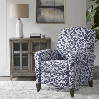 Madison Park Kirby Push Back Recliner in Navy Multi - Olliix MP103-1051