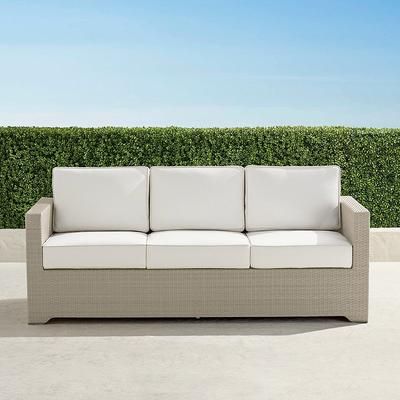 Small Palermo Sofa with Cushions in Dove Wicker - Standard, Olivier Sand - Frontgate