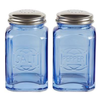 Retro Glass Salt & Pepper Set - Blue by RSVP International in Blue