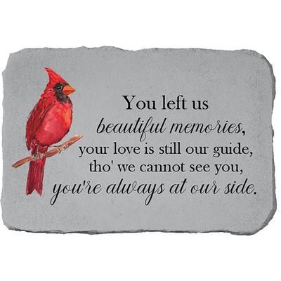 You Left Us Red Cardinal Garden Memorial Accent Stone by Kay Berry in Grey