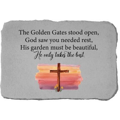 The Golden Gate Cross Garden Memorial Accent Stone by Kay Berry in Grey