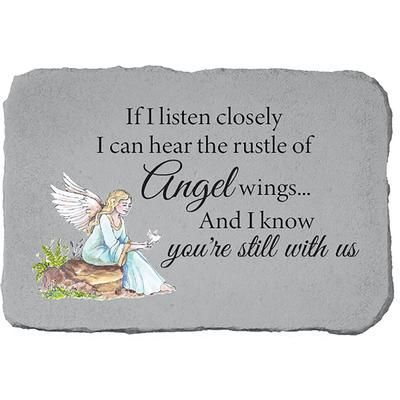 If I Listen Closely Angel Garden Memorial Accent Stone by Kay Berry in Grey