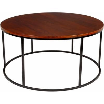 Sile 18"H x 36"W x 36"D Modern Coffee Table Black/Walnut Furniture Piece - Hauteloom