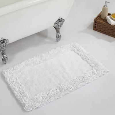 Shaggy Border Bath Rug Mat, 21" X 34" by Better Trends in White