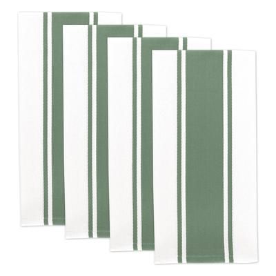 Classic Stripe Cotton Kitchen Dish Towel, Set 4 by Mu Kitchen in Green