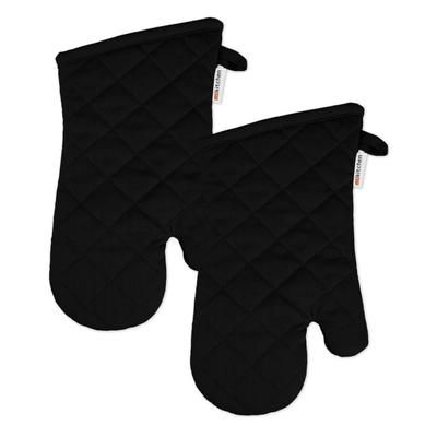 Solid Twill Oven Mitt, Set 2 by Mu Kitchen in Black