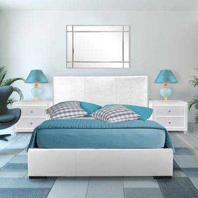 Hindes Upholstered Platform Bed With 2 Nightstands by Camden Isle in White (Size QUEEN)