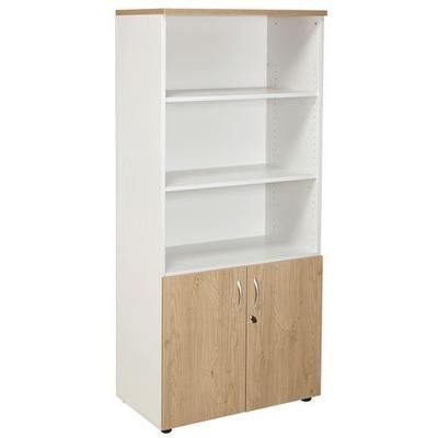 Bibliothèque Haut Ouvert Bas 2 Portes Chêne/blanc - Manutan Expert