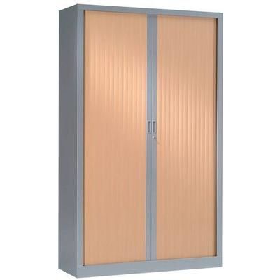 Armoire Haute 120x198 Cm Corps Aluminium 9006 Rideaux Hêtre - Vinco